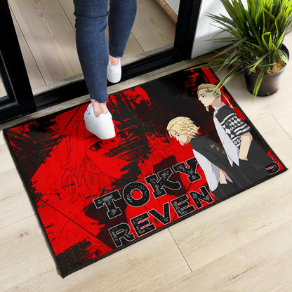 Tokyo Revengers Anime Mikey And Draken Walking Red And Black Door Mat Home Decor