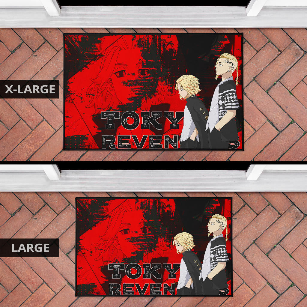 Tokyo Revengers Anime Mikey And Draken Walking Red And Black Door Mat Home Decor