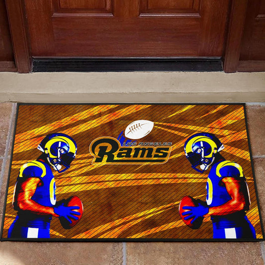 Los Angeles Rams American Football Cool Jalen Ramsey 20 With Rugby Ball Door Mat Home Decor