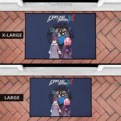 Darling In The Franxx Anime Cute Little Hiro And Red Zero Two Holding Hands Zodiac Artwork Door Mat Home Decor