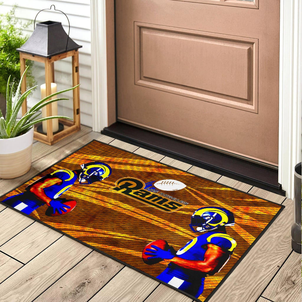 Los Angeles Rams American Football Cool Jalen Ramsey 20 With Rugby Ball Door Mat Home Decor