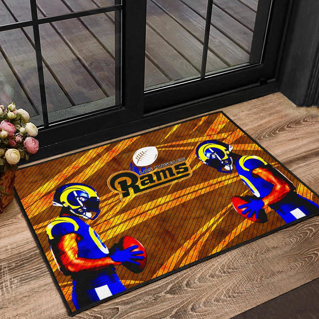 Los Angeles Rams American Football Cool Jalen Ramsey 20 With Rugby Ball Door Mat Home Decor