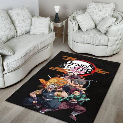 Demon Slayer Anime Kimetsu no Yaiba Poster Black Area Rug Home Decor