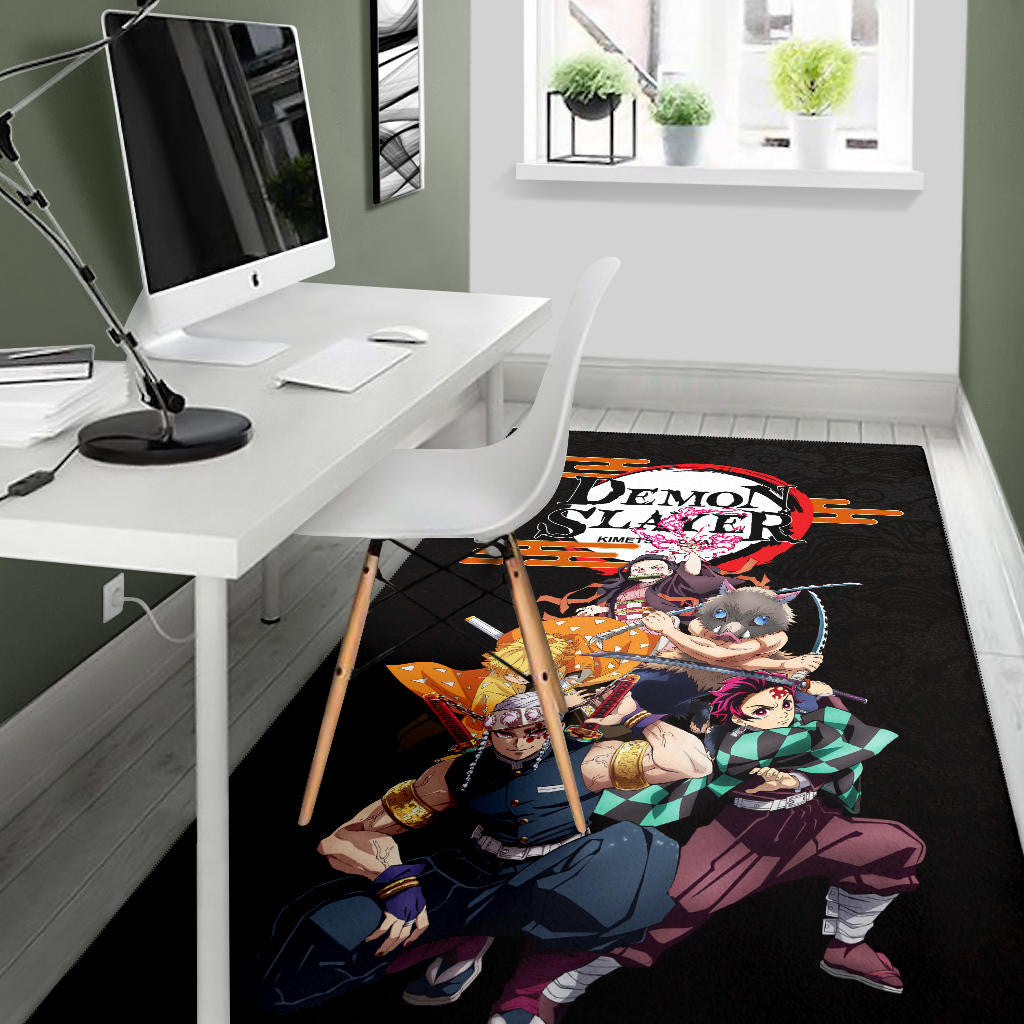 Demon Slayer Anime Kimetsu no Yaiba Poster Black Area Rug Home Decor