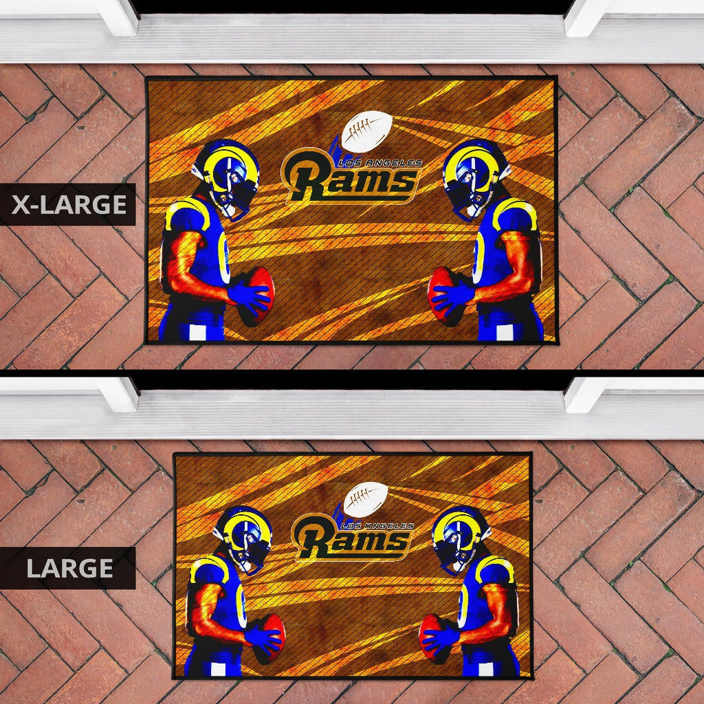 Los Angeles Rams American Football Cool Jalen Ramsey 20 With Rugby Ball Door Mat Home Decor