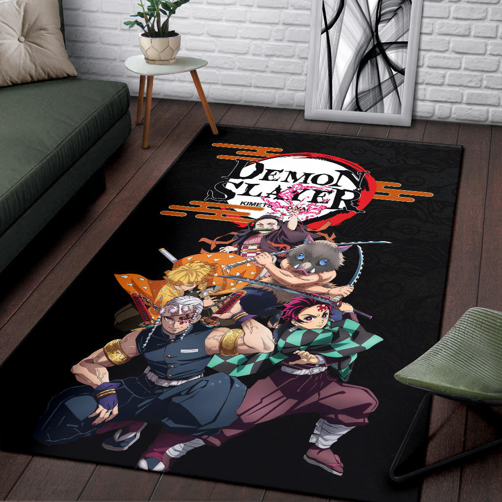 Demon Slayer Anime Kimetsu no Yaiba Poster Black Area Rug Home Decor