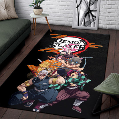 Demon Slayer Anime Kimetsu no Yaiba Poster Black Area Rug Home Decor