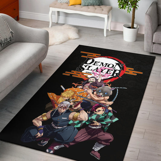 Demon Slayer Anime Kimetsu no Yaiba Poster Black Area Rug Home Decor