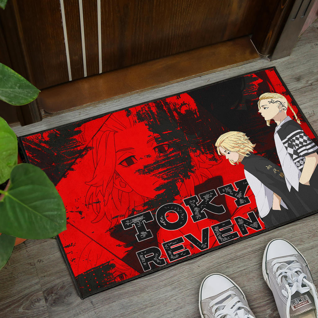 Tokyo Revengers Anime Mikey And Draken Walking Red And Black Door Mat Home Decor