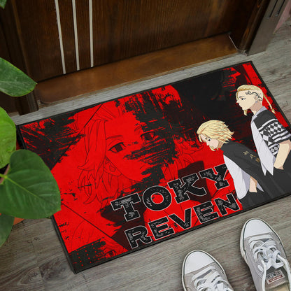 Tokyo Revengers Anime Mikey And Draken Walking Red And Black Door Mat Home Decor