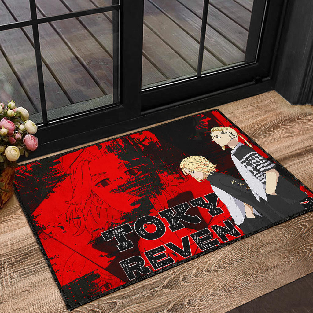 Tokyo Revengers Anime Mikey And Draken Walking Red And Black Door Mat Home Decor