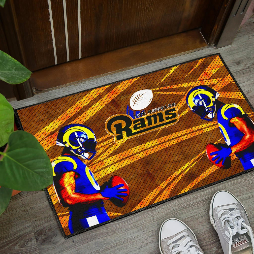 Los Angeles Rams American Football Cool Jalen Ramsey 20 With Rugby Ball Door Mat Home Decor