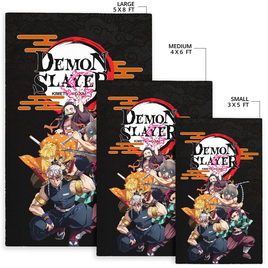 Demon Slayer Anime Kimetsu no Yaiba Poster Black Area Rug Home Decor