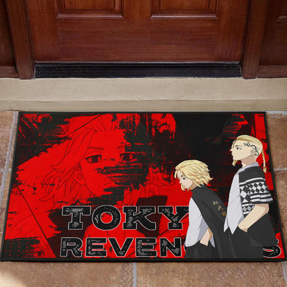 Tokyo Revengers Anime Mikey And Draken Walking Red And Black Door Mat Home Decor