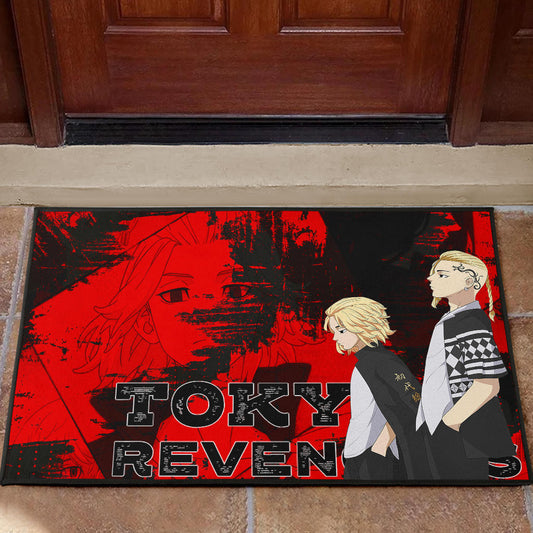 Tokyo Revengers Anime Mikey And Draken Walking Red And Black Door Mat Home Decor