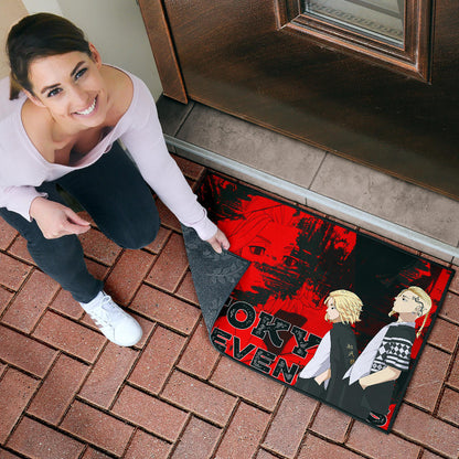 Tokyo Revengers Anime Mikey And Draken Walking Red And Black Door Mat Home Decor