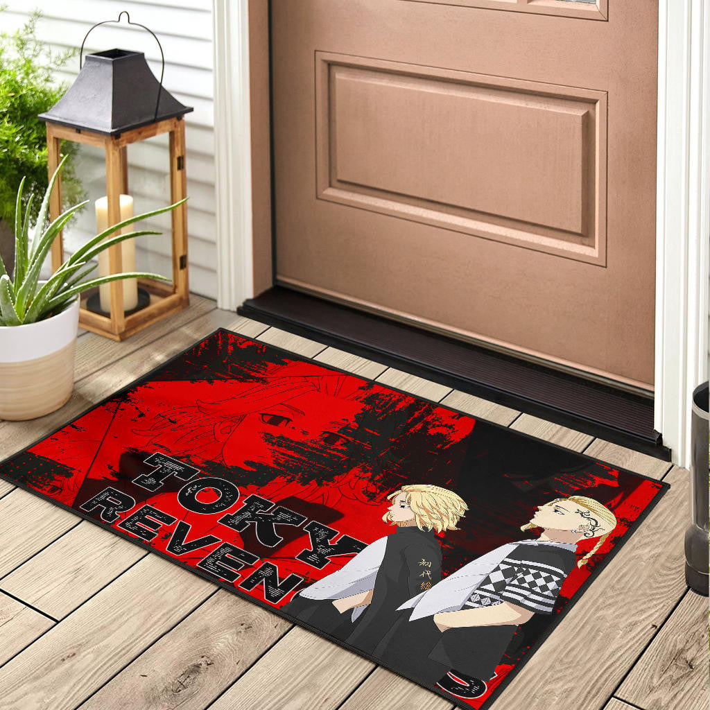 Tokyo Revengers Anime Mikey And Draken Walking Red And Black Door Mat Home Decor