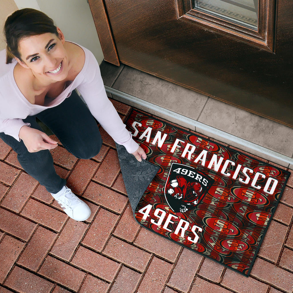 San Francisco American Football 49ers Football Ers Player On Shield SF Coin Doodle Door Mat Home Decor