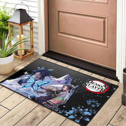 Demon Slayer Anime Pretty Shinobu With Butterflies Cherry Blossom Door Mat Home Decor
