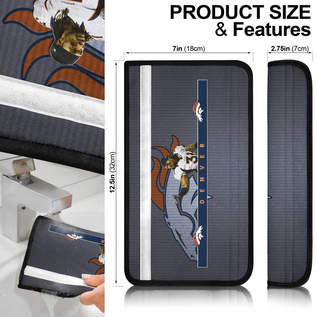 Denver American Football Broncos Football Justin Simmons 31 Watercolor Paintings Seat Belt Covers