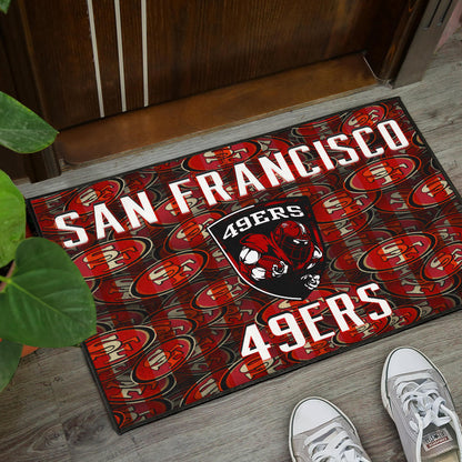 San Francisco American Football 49ers Football Ers Player On Shield SF Coin Doodle Door Mat Home Decor