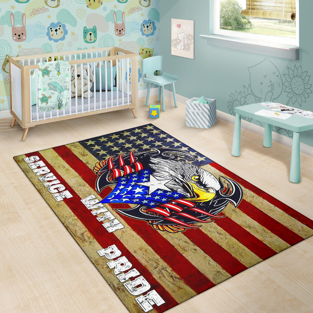 US Independence Day Eagle Service With Pride US Flag Area Rug Home Decor