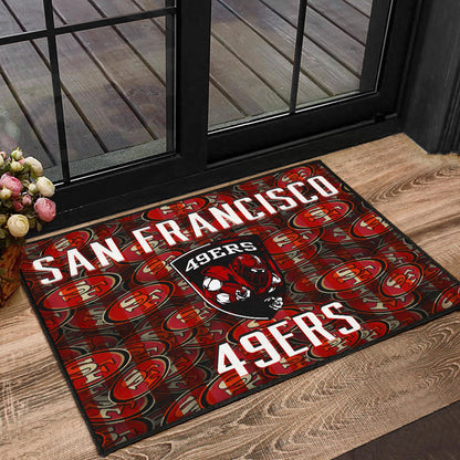 San Francisco American Football 49ers Football Ers Player On Shield SF Coin Doodle Door Mat Home Decor