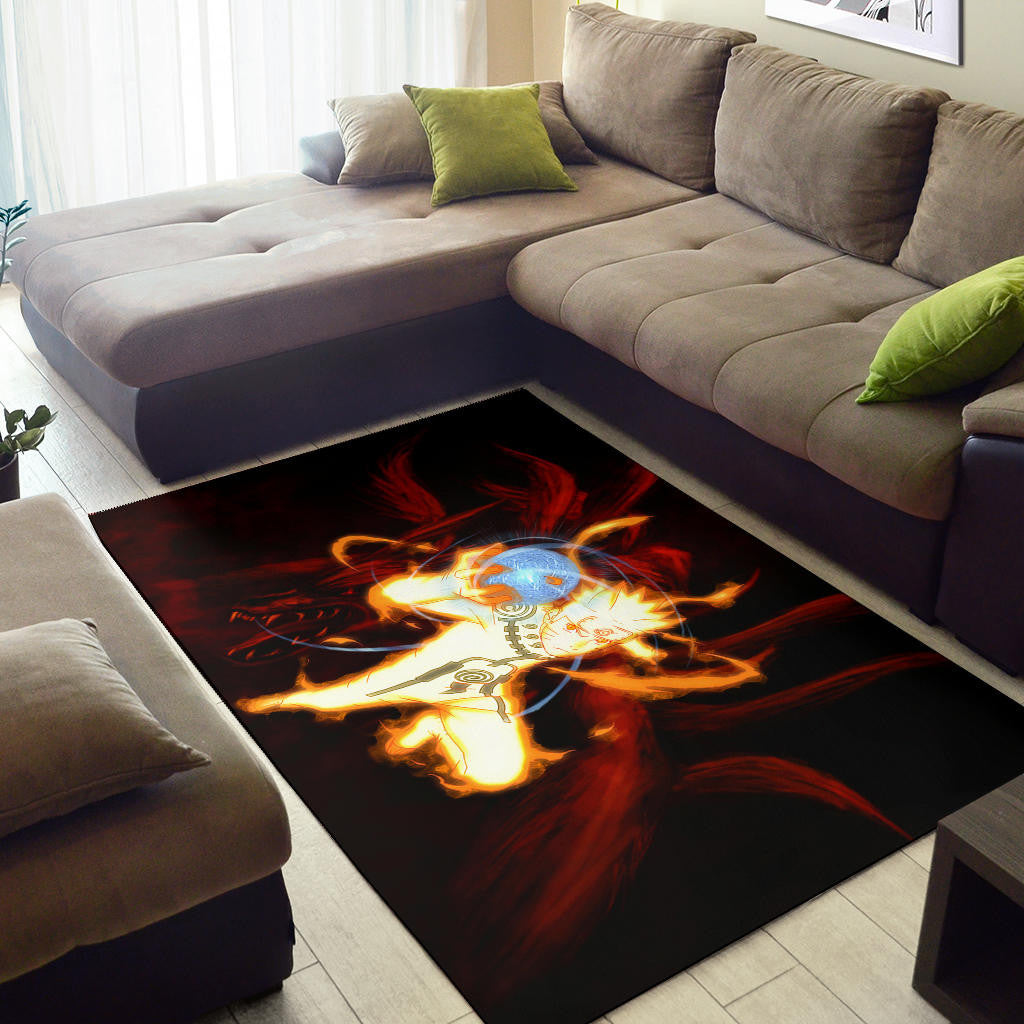 Naruto Anime Naruto Bijuu Mode Power Sharingan Area Rug Home Decor