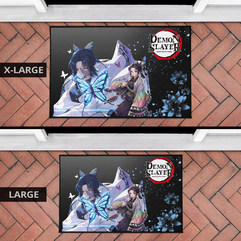 Demon Slayer Anime Pretty Shinobu With Butterflies Cherry Blossom Door Mat Home Decor