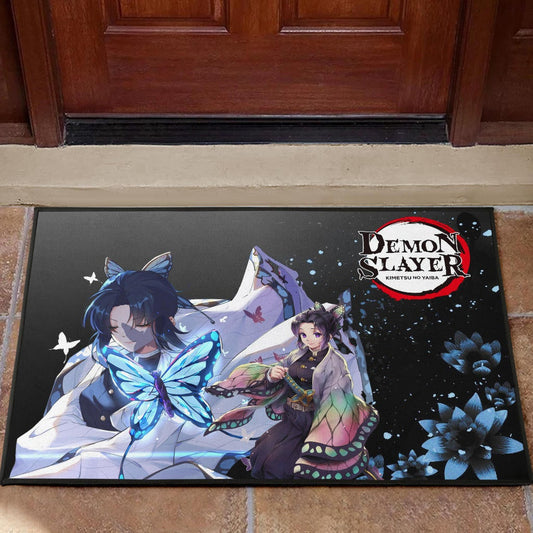 Demon Slayer Anime Pretty Shinobu With Butterflies Cherry Blossom Door Mat Home Decor