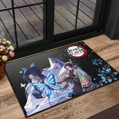 Demon Slayer Anime Pretty Shinobu With Butterflies Cherry Blossom Door Mat Home Decor