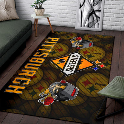 Pittsburgh Steelers American Football Team Angry Rusher Flying Patterns Face To Face Area Rug Home Decor