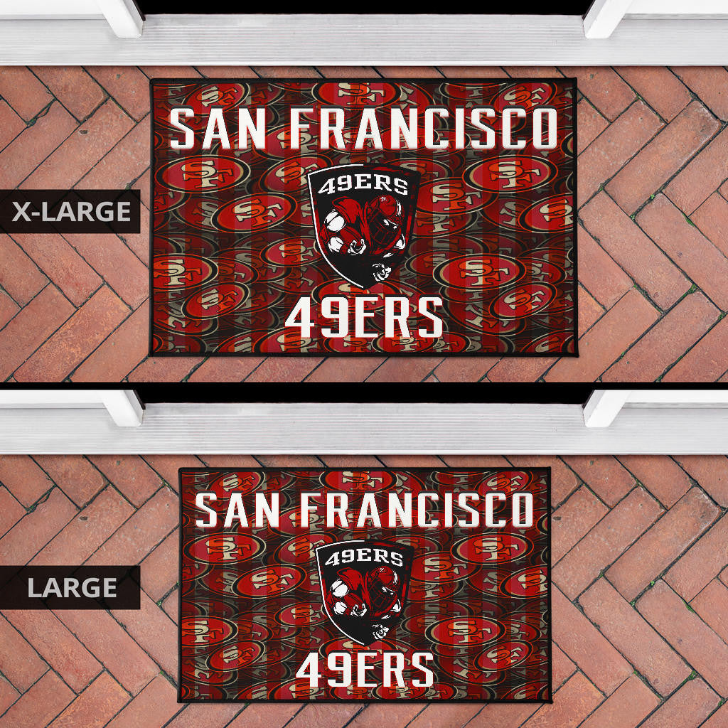 San Francisco American Football 49ers Football Ers Player On Shield SF Coin Doodle Door Mat Home Decor