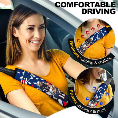 New England Patriots American Football Team Rusher Say Hi Real Player Blue Seat Belt Covers