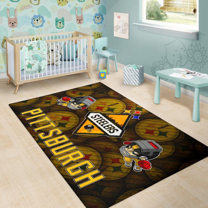 Pittsburgh Steelers American Football Team Angry Rusher Flying Patterns Face To Face Area Rug Home Decor