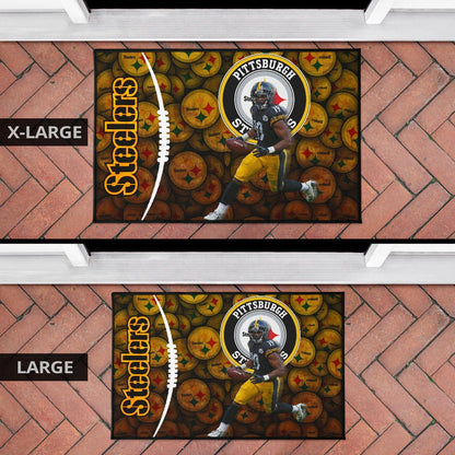 Pittsburgh Steelers American Football JuJu Smith-Schuster 19 Steelers Doodle Door Mat Home Decor