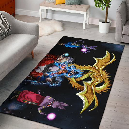 Dragon Ball Anime DB Goku Vs Villains Golden Shenron Dragon Area Rug Home Decor
