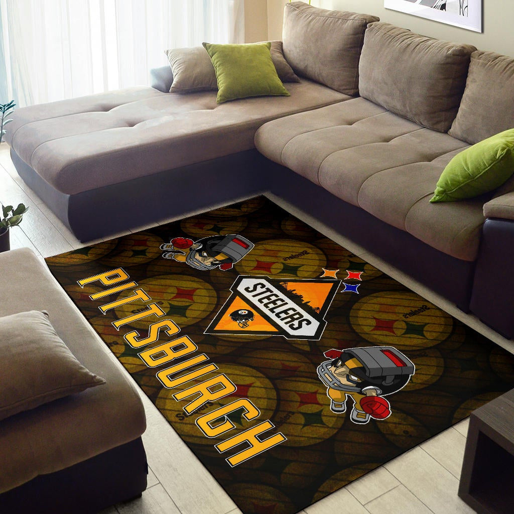 Pittsburgh Steelers American Football Team Angry Rusher Flying Patterns Face To Face Area Rug Home Decor