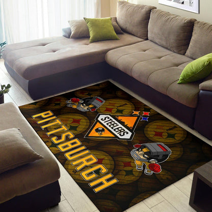 Pittsburgh Steelers American Football Team Angry Rusher Flying Patterns Face To Face Area Rug Home Decor