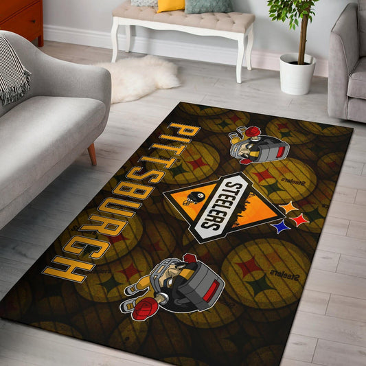 Pittsburgh Steelers American Football Team Angry Rusher Flying Patterns Face To Face Area Rug Home Decor