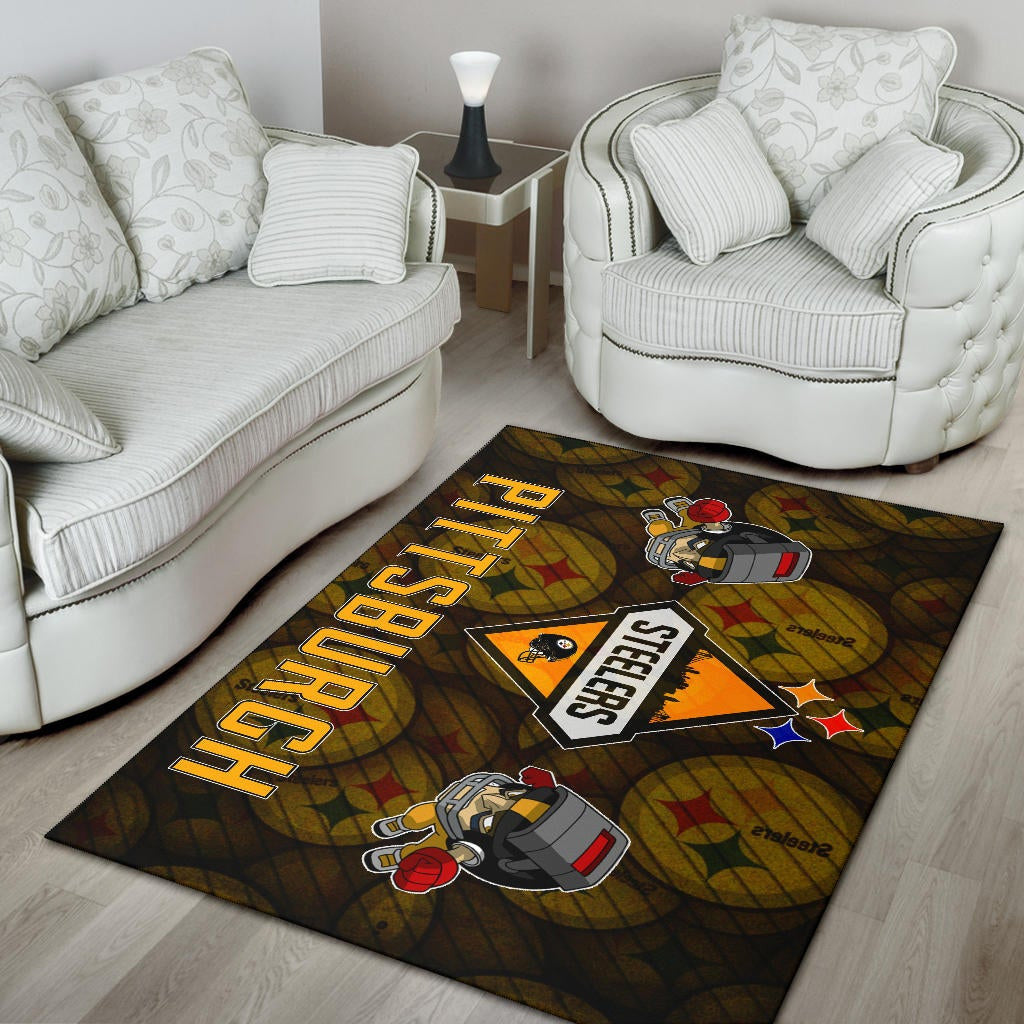 Pittsburgh Steelers American Football Team Angry Rusher Flying Patterns Face To Face Area Rug Home Decor