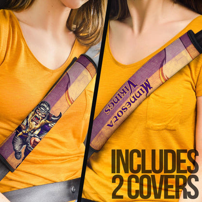 Minnesota Vikings American Football Team Giant Viking Holding Rugby Running On Flag With Viking Horn Seat Belt Covers