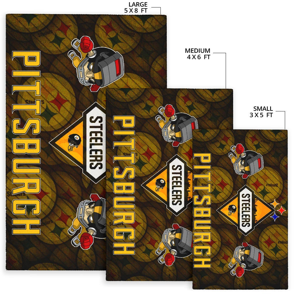 Pittsburgh Steelers American Football Team Angry Rusher Flying Patterns Face To Face Area Rug Home Decor