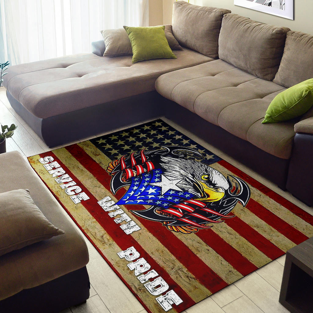 US Independence Day Eagle Service With Pride US Flag Area Rug Home Decor