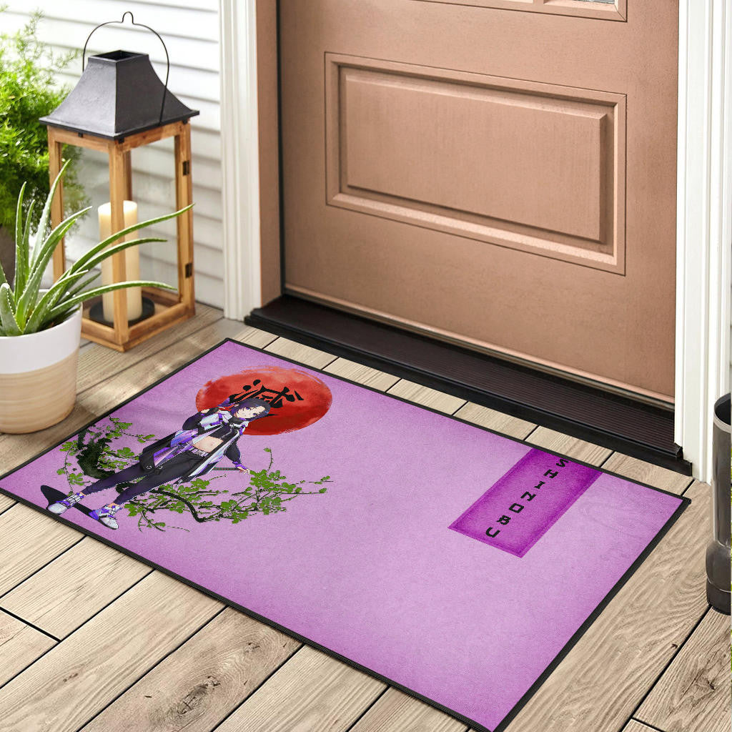 Demon Slayer Shinobu Wearing Modern Clothes Purple Theme Door Mat Home Decor