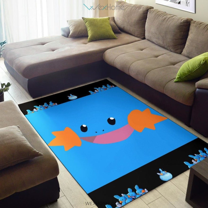Pokemon Anime Mudkip Water Pokemon Face Blue Area Rug Home Decor