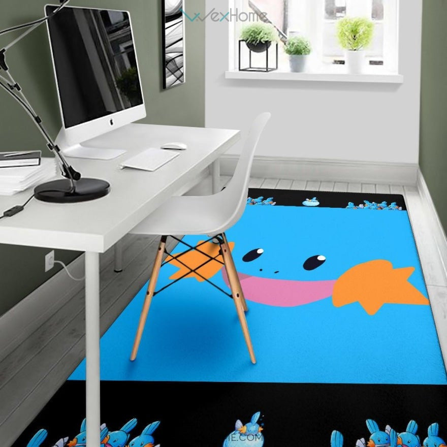 Pokemon Anime Mudkip Water Pokemon Face Blue Area Rug Home Decor