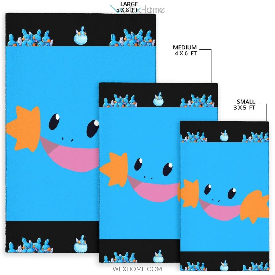 Pokemon Anime Mudkip Water Pokemon Face Blue Area Rug Home Decor