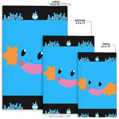 Pokemon Anime Mudkip Water Pokemon Face Blue Area Rug Home Decor