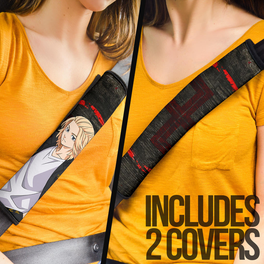 Tokyo Revengers Anime Cool Mikey Gang Kanji Text Seat Belt Covers